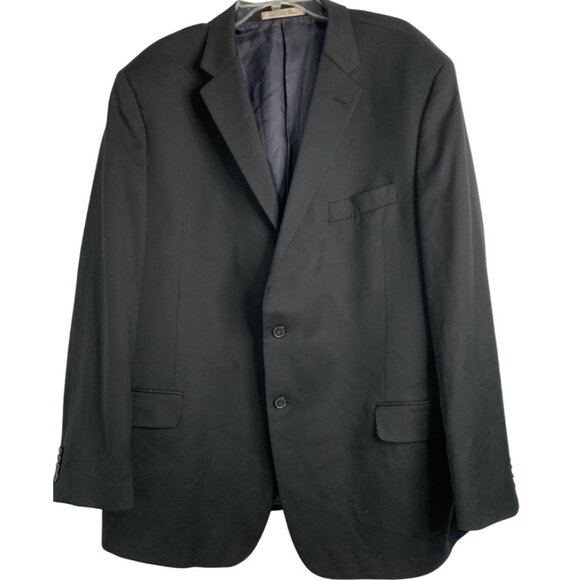 Joseph Abboud Mens Jet Black Blazer Jacket Size 48R Wool Super 110s 8905 - Picture 1 of 10